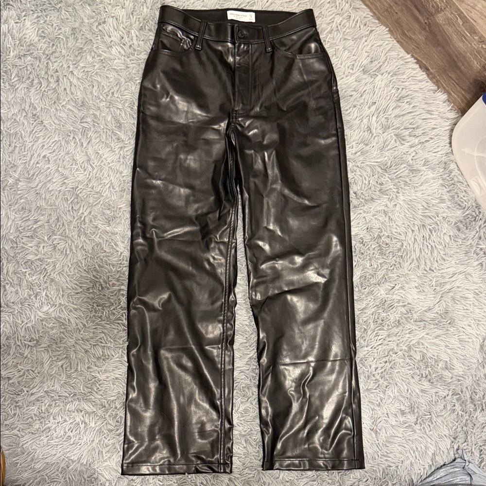 Abercrombie & Fitch Shiny Black High Rise Pants